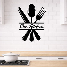 Kitchen Vinyl Wall Stickers Cutlery Design Kitchen Decor Wall Art Quote