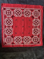 Vintage 1950- 60  s Red Bandana Wash fast Single Selvedge