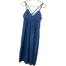 ASOS NWT Denim linen ruffle midi dress small