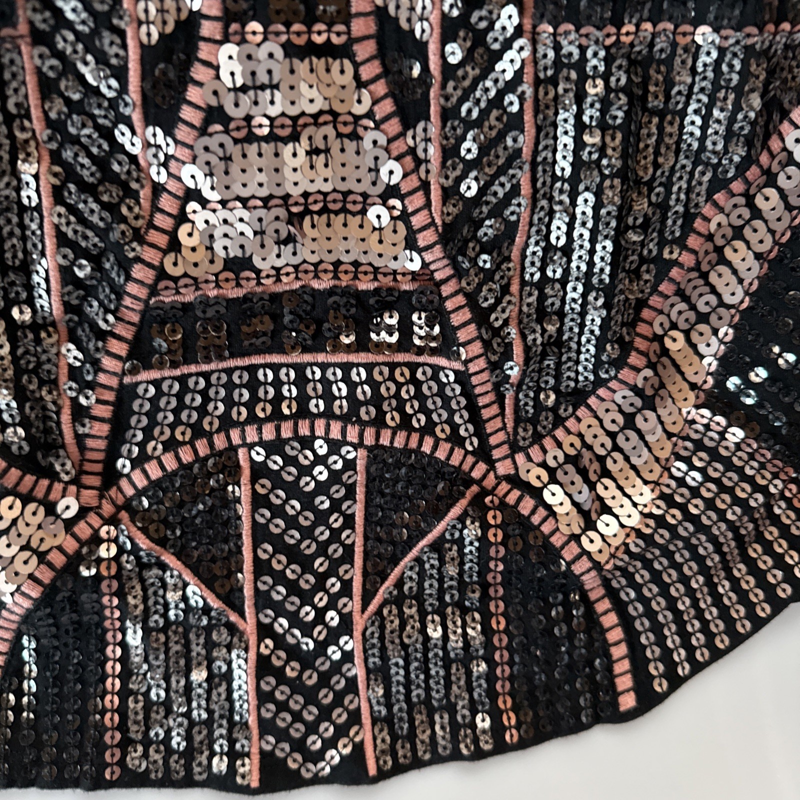 Express Blouse Size Small Black Sequence Sleevele… - image 5