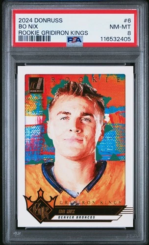 2024 PANINI DONRUSS RC GRIDIRON KINGS #6 BO NIX ROOKIE RC PSA 8