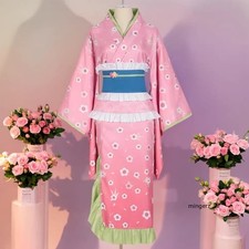 Demon Slayer Kanroji Mitsuri Kimono Dress Cosplay Women Suit Costume Halloween