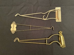 Set of 3 Brass Tone Wall Mount Planter Swivel Hanging Plant Hook 10" Vintage