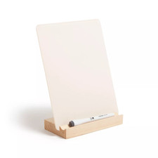 U Brands 8"X10" Acrylic Desktop Board with Wood Tray Base Cream