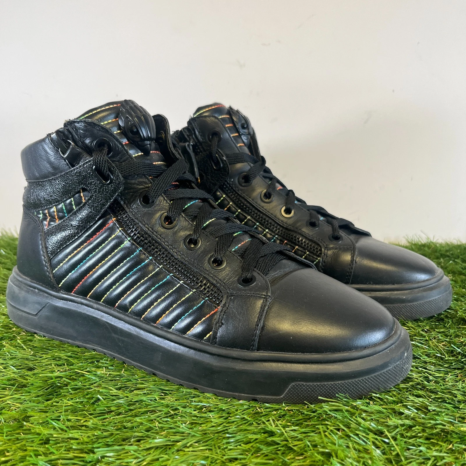 Kurt Geiger London Trainers Size 10 Men's Black Leather Jacobs Lace Up Walking