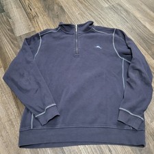 Tommy Bahama Relax 1/4 Zip Sweater Men's Large Blue Pullover Long Sleeve Marlin