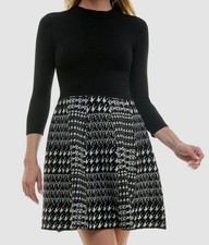 BCX Women's Juniors' Black Combo Houndstooth-Skirt Sweater Dress Size XL