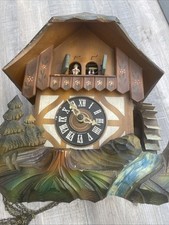 Vintage Cuckoo Clock 1-day Musical Germany Water Wheel Untested Sold For Parts