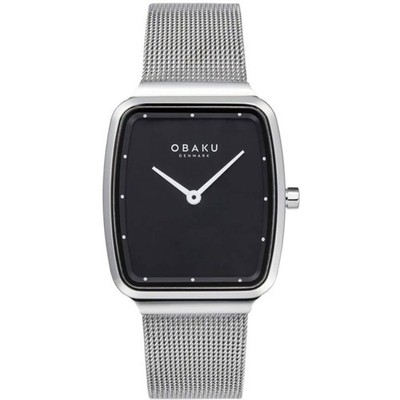 Obaku Women's Watch Tern Lille Black Dial Silver Tone Mesh Bracelet V267LXCBMC