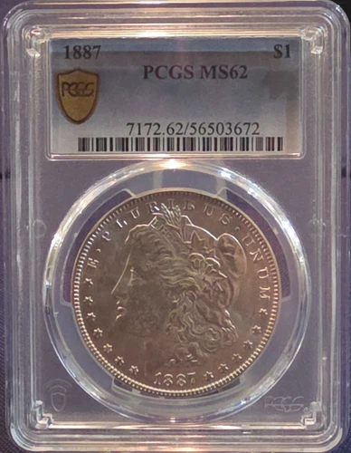 1887-P Morgan Silver Dollar PCGS MS62 Gold Shield Graded 01/2026