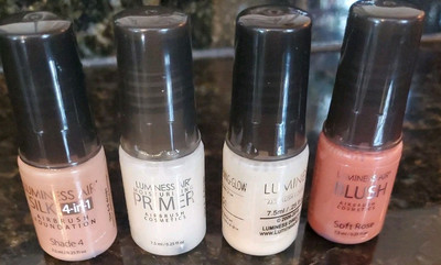 Luminess Airbrush Makeup Shade 4,Primer, Glow, Blush Lot .25 Oz