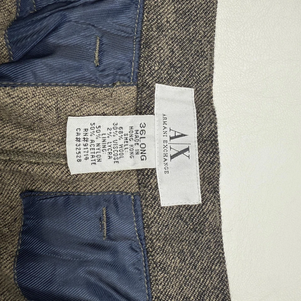 Armani Exchange Pants Mens 36x28 Brown Wool Blend Work Trousers Cargo Carpenter - Image 2 of 4
