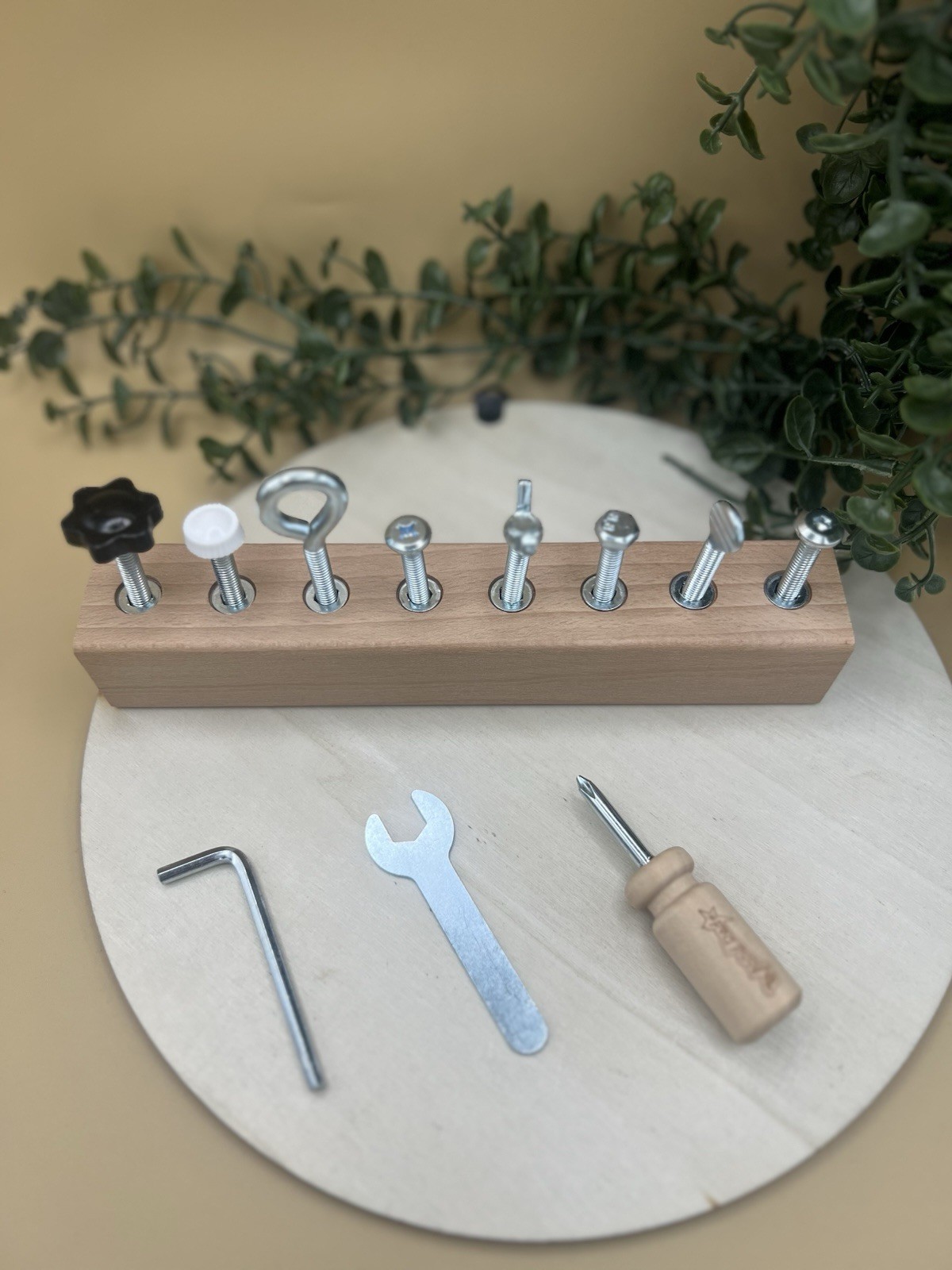 Montessori Pratical Life Screw Boards Wooden Waldorf EYFS Toddler Toy screw