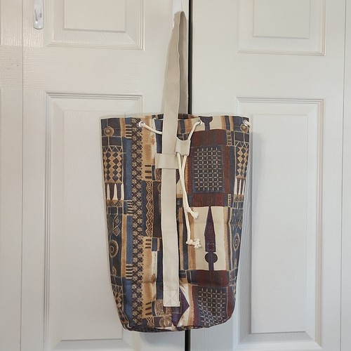 Bucket Bag 100% Cotton Multi-colored Aztec Print Handles Drawstring Grommets