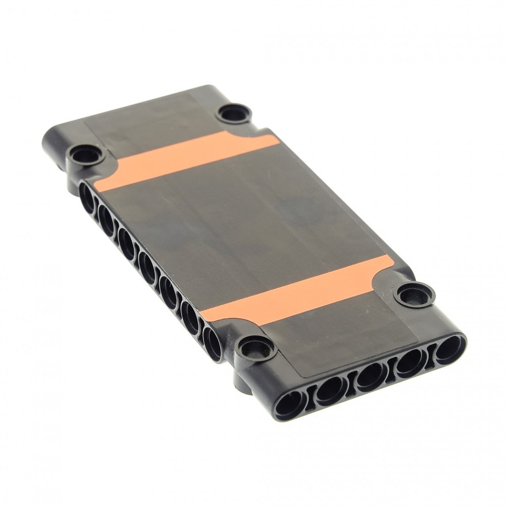 1X Lego Technic Panel Plate 5X11X1 Black Orange Covering 64782PB019