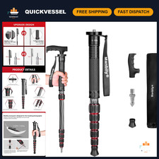 Portable Carbon Fiber Monopod for DSLR Video Cameras, 61" Compact Travel Stick