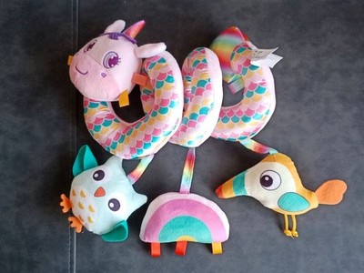 Baby Spiral Plush Stroller Car Seat Activity Toy Unicorn Owl Bird Rainbow Soft