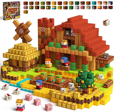 100PCS Magnetic Blocks Farm Animal Toys, STEM Sensory Building Gifts for Boys an