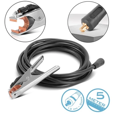STAHLWERK Massezange 300 A Masseklemme 5 m Schweißkabel mit 25 mm² 13 mm Stecker