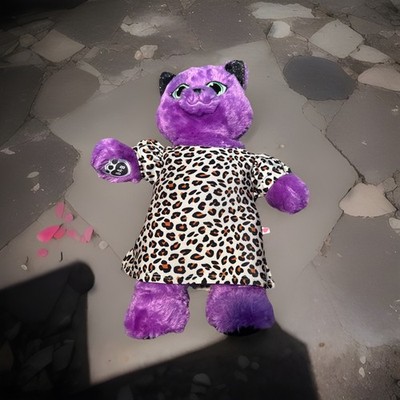 Build A Bear Purple Magic Kitty 16'' Plush Glitter Ears & Feet Halloween Dress