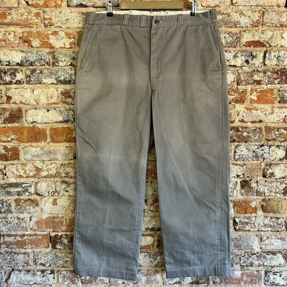 Vintage 1940s 50s Lee Army Twills Sanforized Cotton Button Fly Chino Work Pants - Image 3 of 4