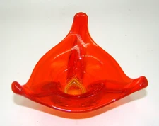 Viking Glass Persimmon Orange 3 Finger Stretched Swung Bowl