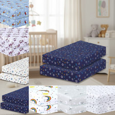 2 Pack Cot Bed Fitted Sheets Soft Polycotton Baby Toddler Bedding 60x120 70x140