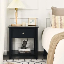 Costway Nightstand Table Chest Sofa Table End Beside Table Accent Table Black