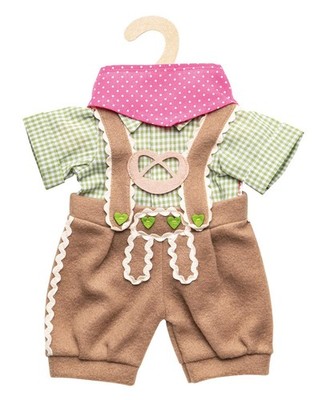 Heless 1114 - Bekleidungs-Set für Puppen, 3 teilig mit Trachtenhose, Hemd und Ha