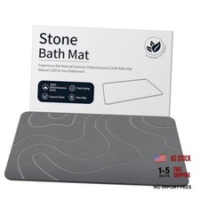 Stone Bath Mat for Bathroom, Diatomaceous Earth Shower Mat, Quick Dry Grey