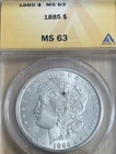 1885 Morgan Silver Dollar ANACS MS63 $1