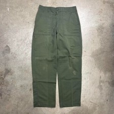 Vintage 70s Military OG-107 Green Sateen Vietnam Era Trousers twill talon zipper