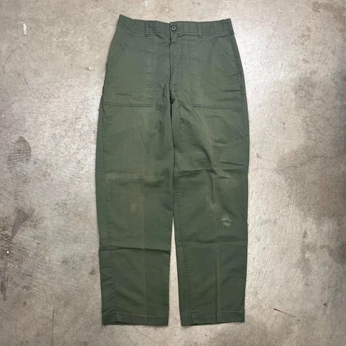 Vintage 70s Military OG-107 Green Sateen Vietnam Era Trousers twill talon zipper