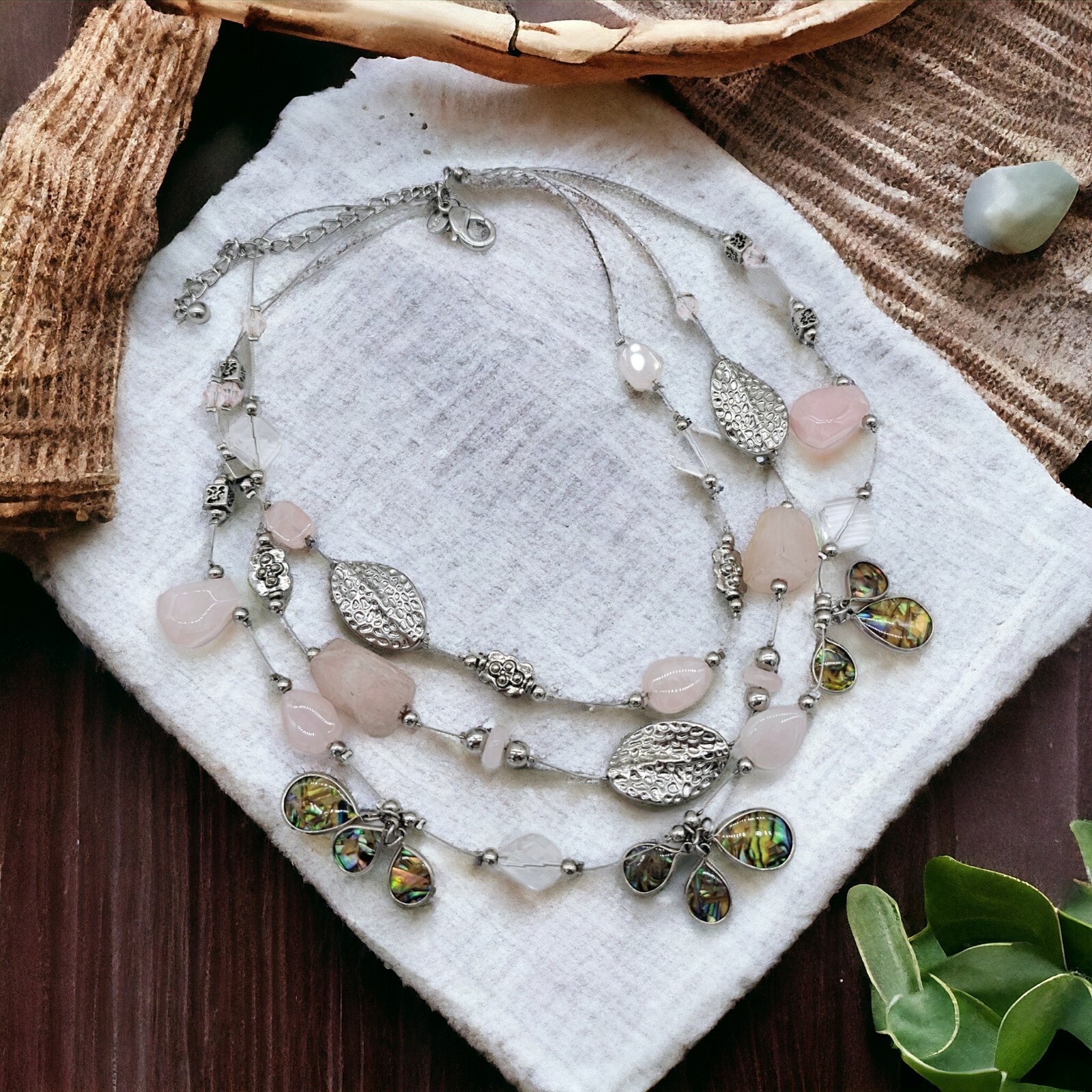 Chico's Statement Necklace Multi Layer Abalone St… - image 12