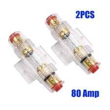 2X Car Audio AGU Fuse Holder Fuseholder 4 6 8 Gauge Inline Gold Plated 80 Amp US