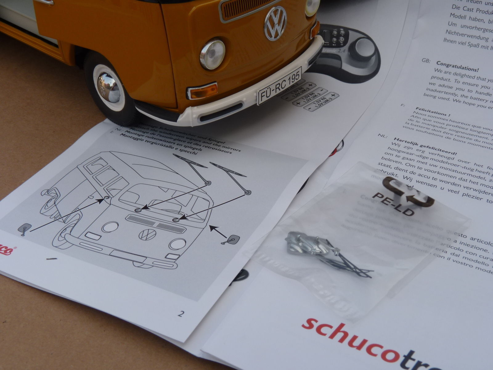 Schuco Schucotronic 2.4 Volkswagen T2a 1:18 mirror window wiper genuine skn- us