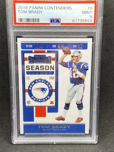 TOM BRADY 2019 PANINI CONTENDERS SEASON TICKET # 9 PSA 9