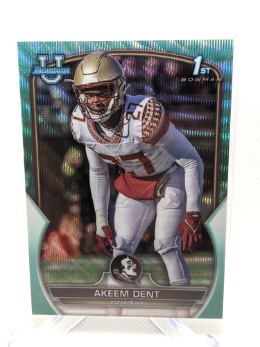 2022 Bowman Chrome University Akeem Dent 1st Aqua Wave #'d 271/299