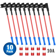 10Pack 12V Car Add-A-Circuit Fuse Tap Adapter Mini ATM APM Blade Fuse Holder 10A