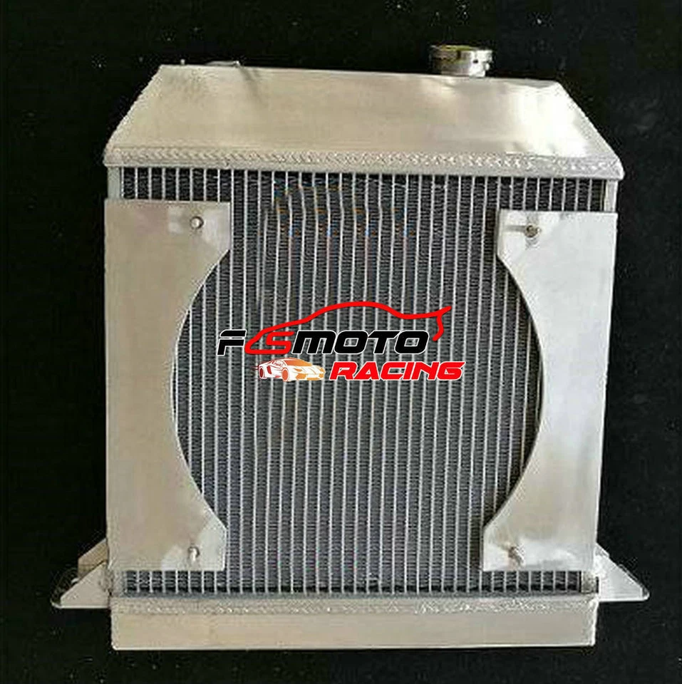 Radiador de aluminio + ventilador + cubierta adecuado para 1954-1968 67 66 65 Morgan Plus 4 cuatro 2,1 L Foto 3 de 4