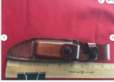 LEATHER SHEATH WITH STONE FOR  hunting knife with 5 INCH blade