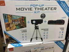 iLive Pop-Up Movie Theater Kit w/ 120" Screen, HDMI Projector, 17" Sound Bar