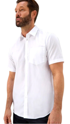Men's Shirts White Solid Summer Quality Holiday Casual Short Sleeve Shirts  P4