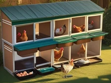 10 Chicken Nesting Box for Laying Eggs, Egg Collection, home/ChickenCoop, green