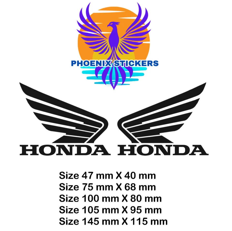 HONDA  Wings Logo - Left / Right Vinyl Decal Sticker (Various SIZES and COLOURS) - Image 2 of 3