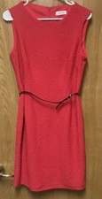 Calvin Klein Watermelon Pink Sleeveless Belted Stretch Career Dress 6 M