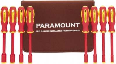 Paramount Metric 8-Piece  Ergonomic Insulated Nut Driver Set: 5mm to 12mm