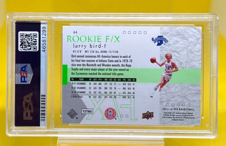 🏀Larry Bird 🦅 2013-14 SP Authentic 2001 SP Rookie F/X ⭐️ PSA 10 GEM MT; - Image 3 of 3