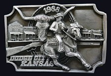 Dodge City Kansas Cowtown Vintage Belt Buckle