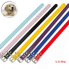 Dog Collar PU Leather Neck Strap Adjustable for L M S  Pet Dog Puppy Cat Kitten